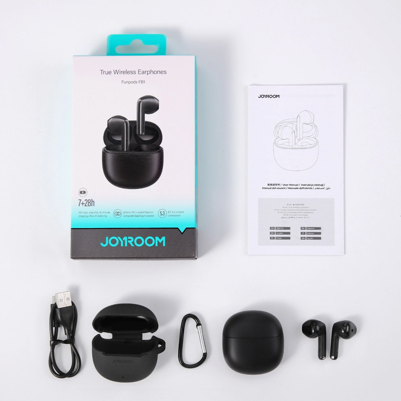 Bluetooth kihangosító Joyroom Funpods JR-FB1 Új verzió, TWS, Fekete