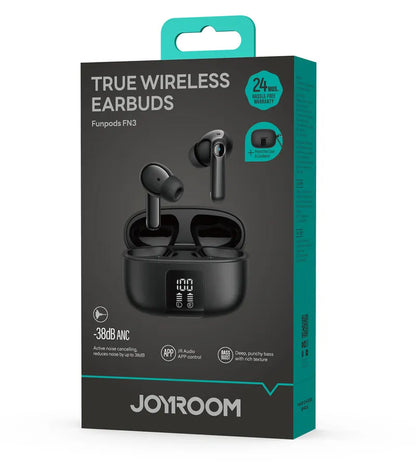 Bluetooth kihangosító Joyroom Funpods JR-FN3, TWS, ANC, Fekete