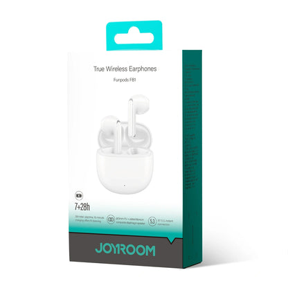 Bluetooth kihangosító Joyroom Funpods JR-FB1 Új verzió, TWS, Fehér