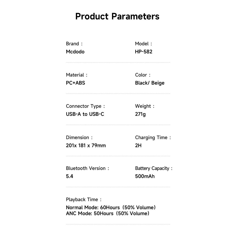 Handsfree Bluetooth McDodo HP-5821 T03, A2DP, ANC, Bézs