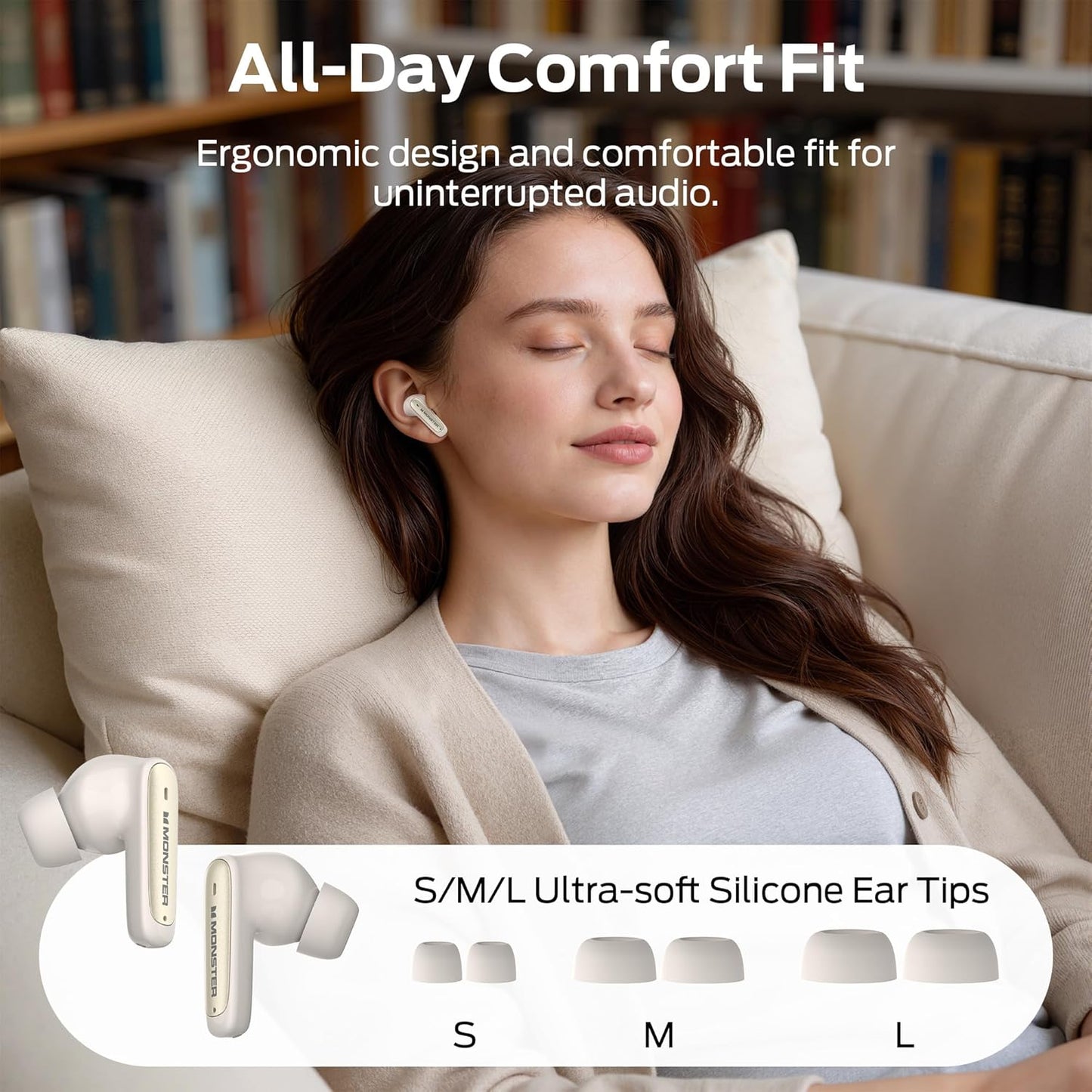 Handsfree Bluetooth Monster N-Lite 310, TWS, Light Cream