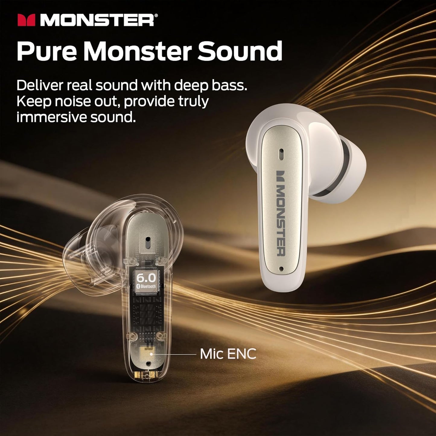 Handsfree Bluetooth Monster N-Lite 310, TWS, Light Cream