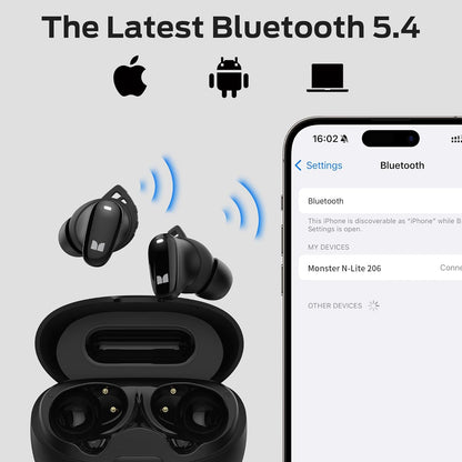 Bluetooth kihangosító Monster N-Lite 206, TWS, Fekete