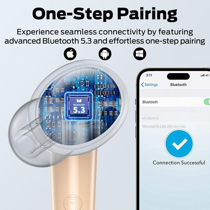 Bluetooth kihangosító Monster N-Lite 203 AirLinks, TWS, Arany