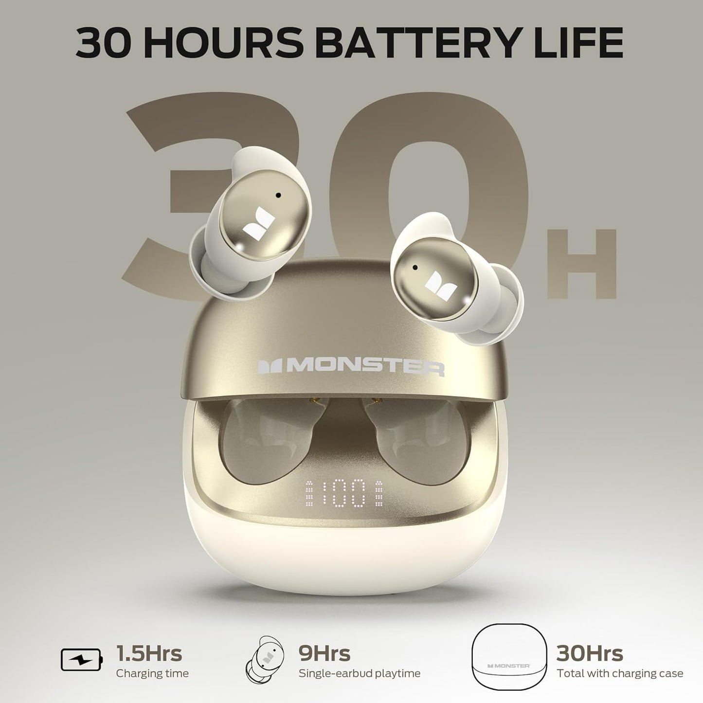 Bluetooth kihangosító Monster Sleep Ear200, TWS, ANC, Arany