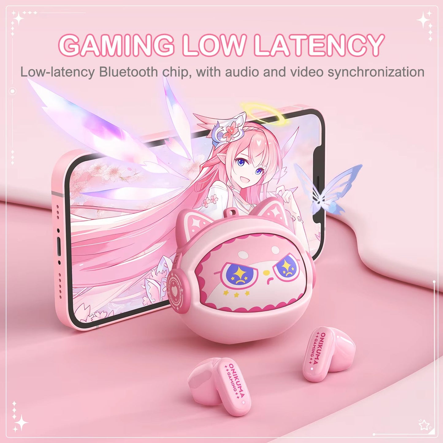 Onikuma TX603 Bluetooth kihangosító, TWS, rózsaszín