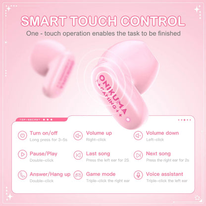 Onikuma TX603 Bluetooth kihangosító, TWS, rózsaszín