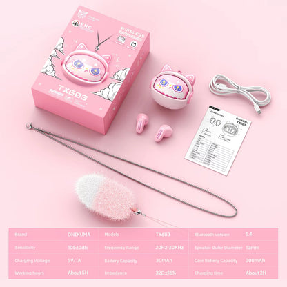 Onikuma TX603 Bluetooth kihangosító, TWS, rózsaszín