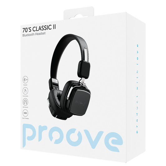 Handsfree Bluetooth Proove 70's Classic II, A2DP, Fekete