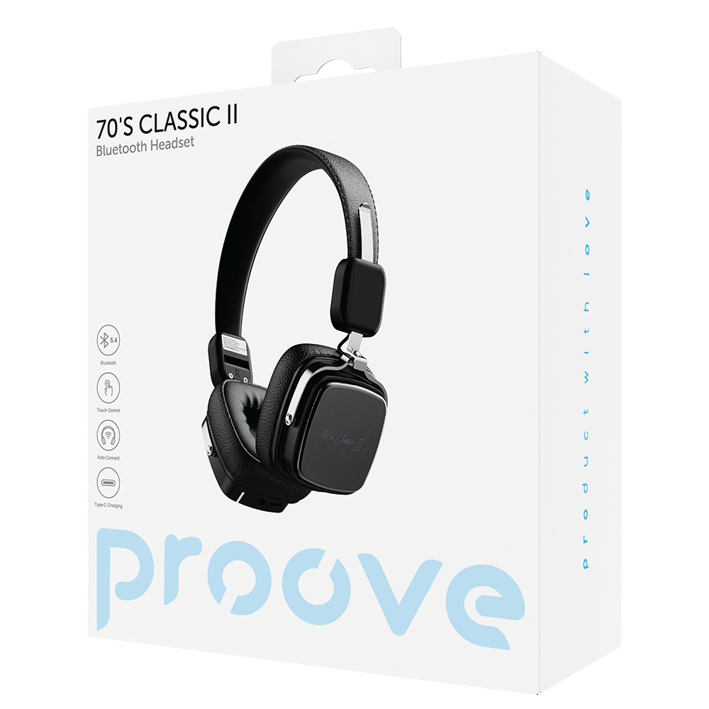 Handsfree Bluetooth Proove 70's Classic II, A2DP, Fekete