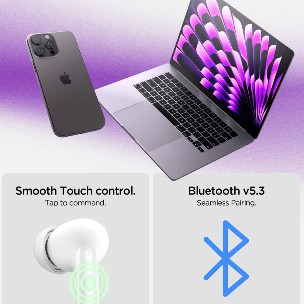 Handsfree Bluetooth Spigen SA2400, TWS, ANC, Fehér