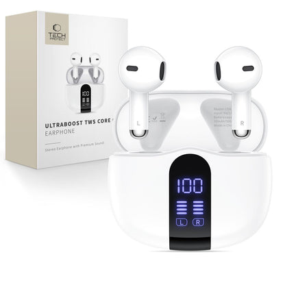 Tech-Protect Ultraboost Core G2 Bluetooth kihangosító, TWS, Fehér