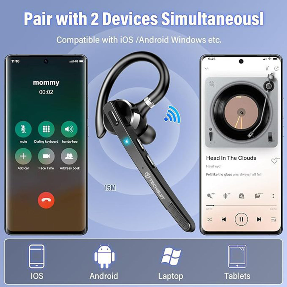 Handsfree Bluetooth Techsuit G9 TalkZen, A2DP, Fekete