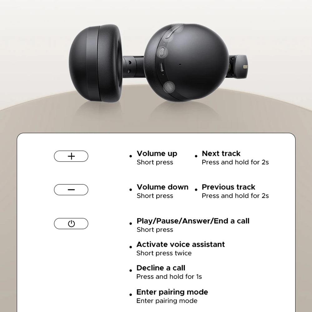 Handsfree Bluetooth UGREEN HiTune Max 2 HP205, MultiPoint, A2DP, ANC, Fekete