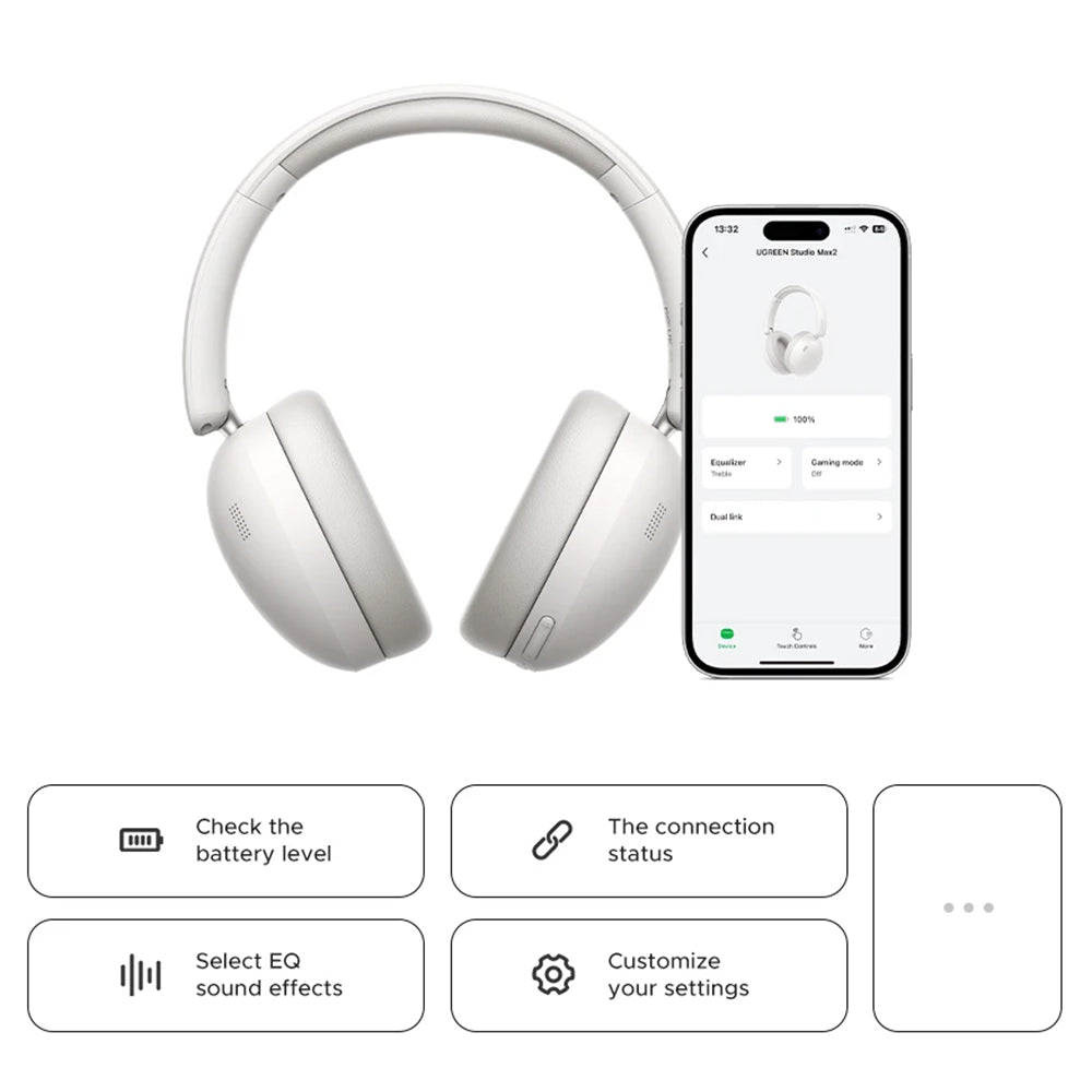 Handsfree Bluetooth UGREEN HiTune Max 2 HP205, MultiPoint, A2DP, ANC, Fekete