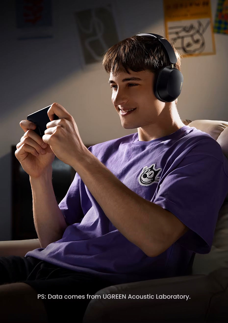 Handsfree Bluetooth UGREEN HP203, A2DP, ANC, Fekete