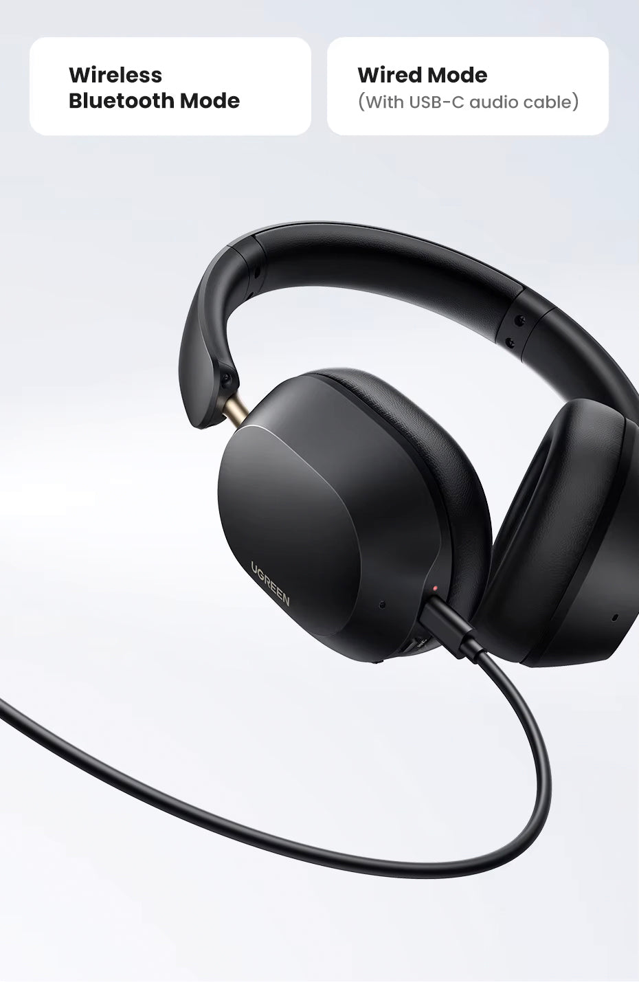 Handsfree Bluetooth UGREEN HP203, A2DP, ANC, Fekete