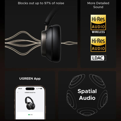 Handsfree Bluetooth UGREEN Studio Pro HP206, A2DP, ANC, Fekete
