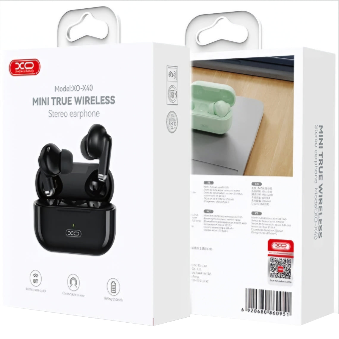 Handsfree Bluetooth XO Design X40, TWS, Fekete