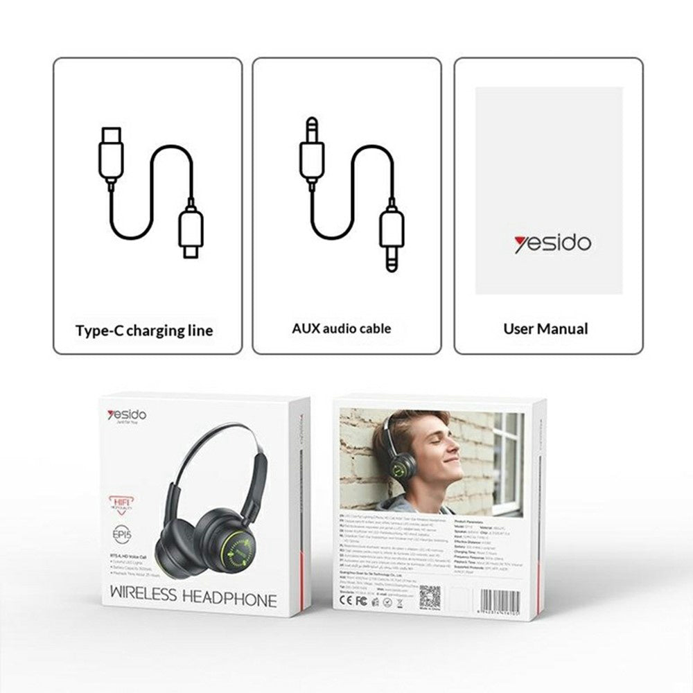 Handsfree Bluetooth Yesido EP15 Kids, A2DP, Fekete