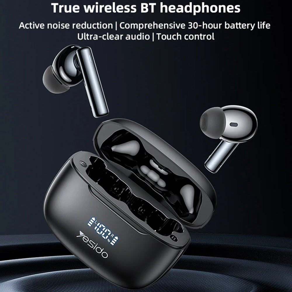 Handsfree Bluetooth Yesido TWS23, TWS, ANC, Fekete
