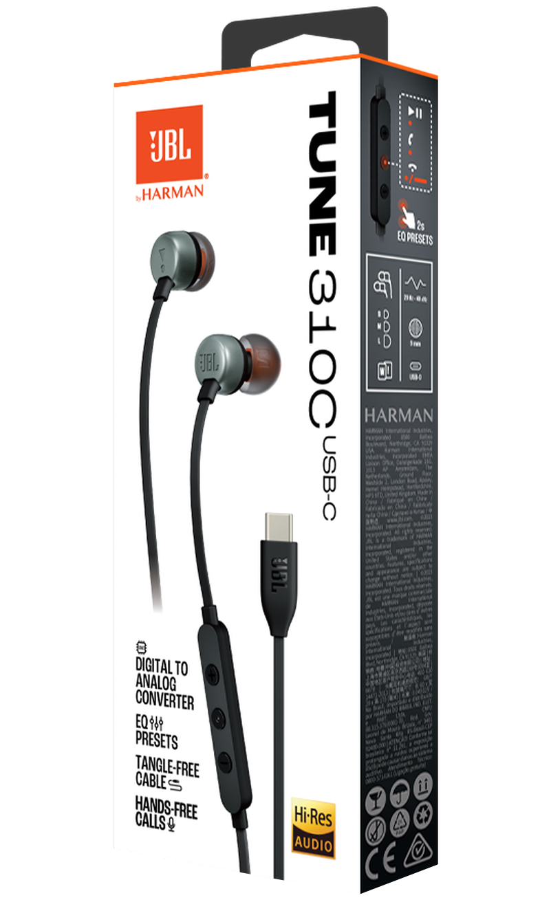 Handsfree USB-C JBL Tune 310C, Fekete JBLT310CBLK