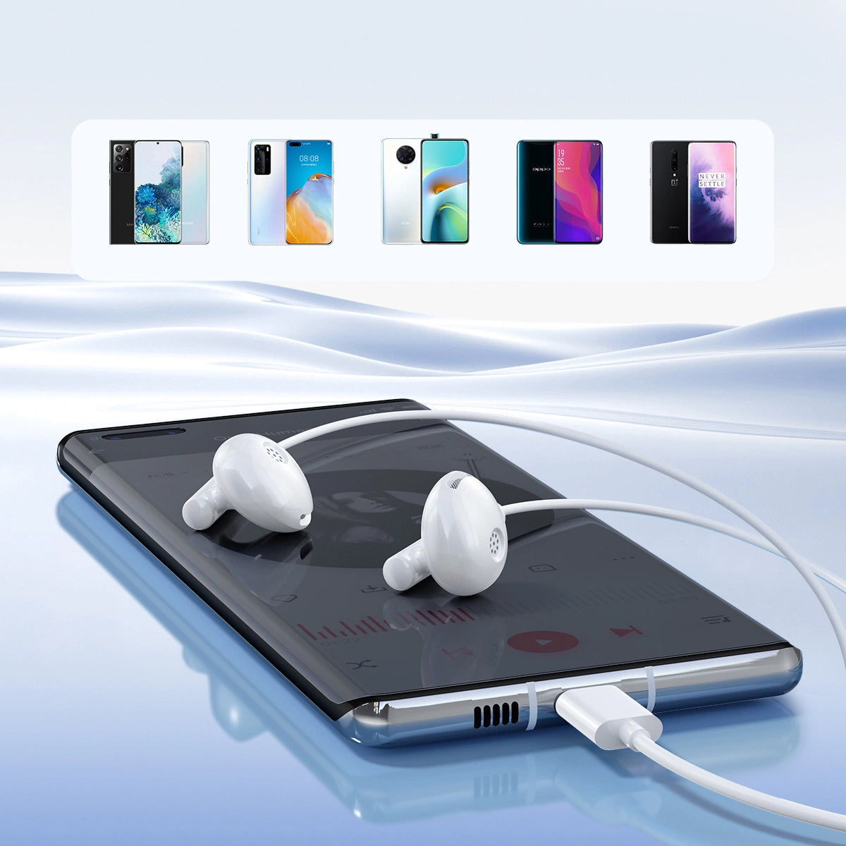 Handsfree USB-C Joyroom JR-EC05, Fehér