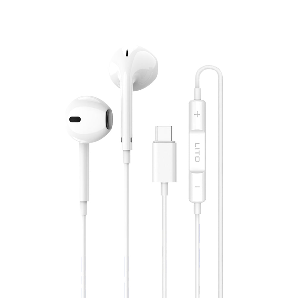 Handsfree USB-C Lito LF01T, 1.2m, Fehér