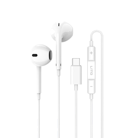 Handsfree USB-C Lito LF01T, 1.2m, Fehér