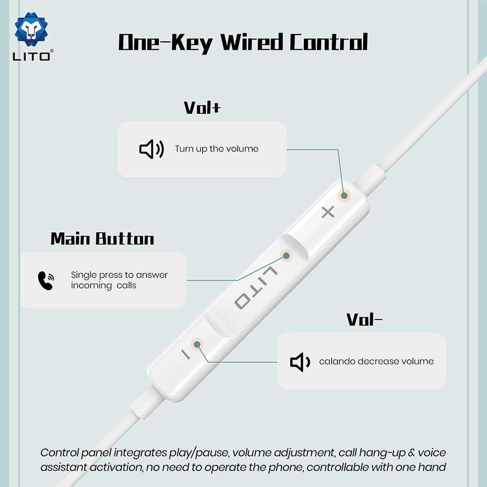 Handsfree USB-C Lito LF01T, 1.2m, Fehér