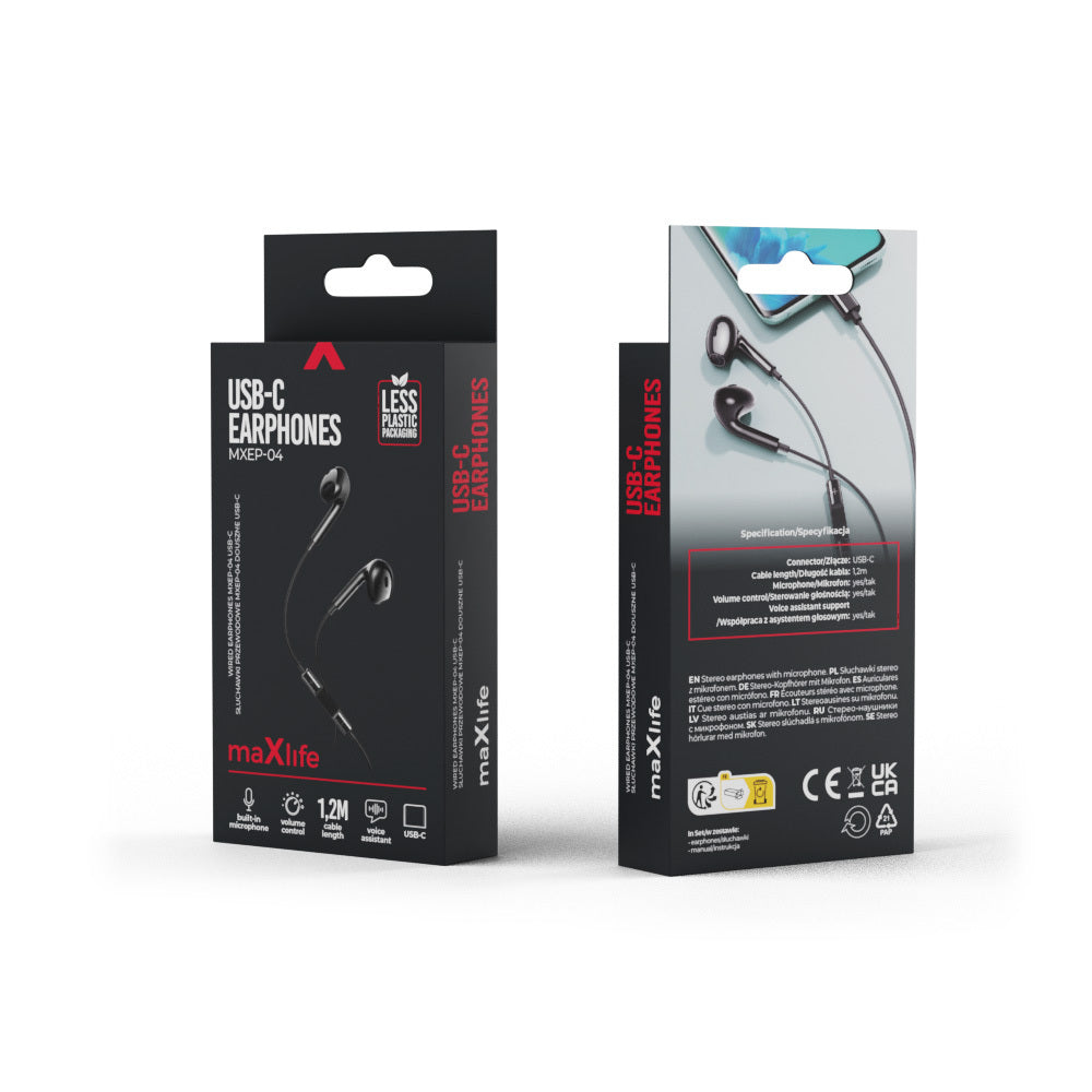 USB-C MaXlife MXEP-04 kihangosító, fekete