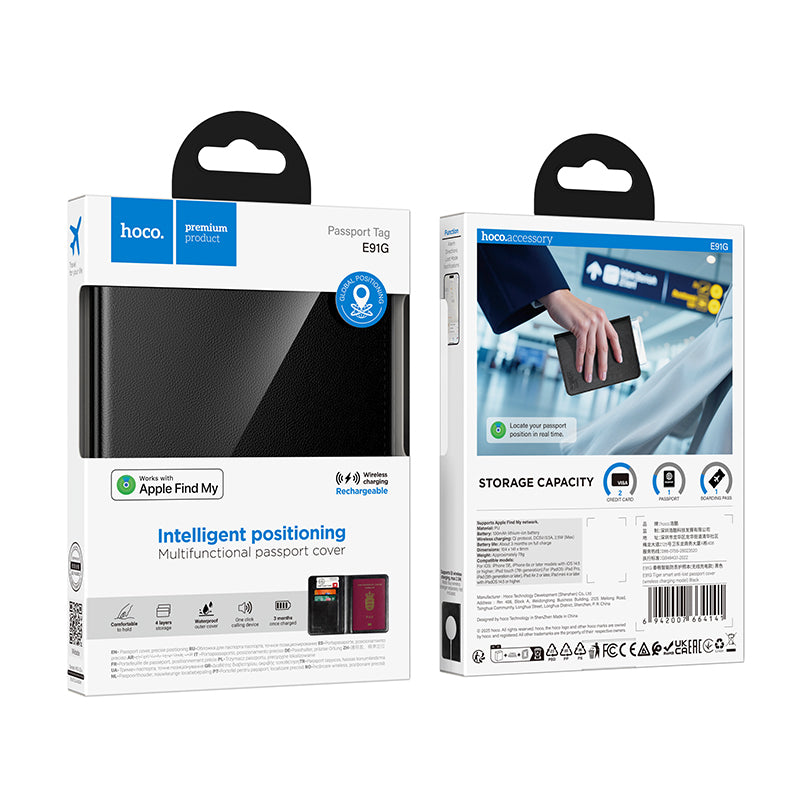 HOCO SmartTag Passport E91G iOS sorozathoz, fekete