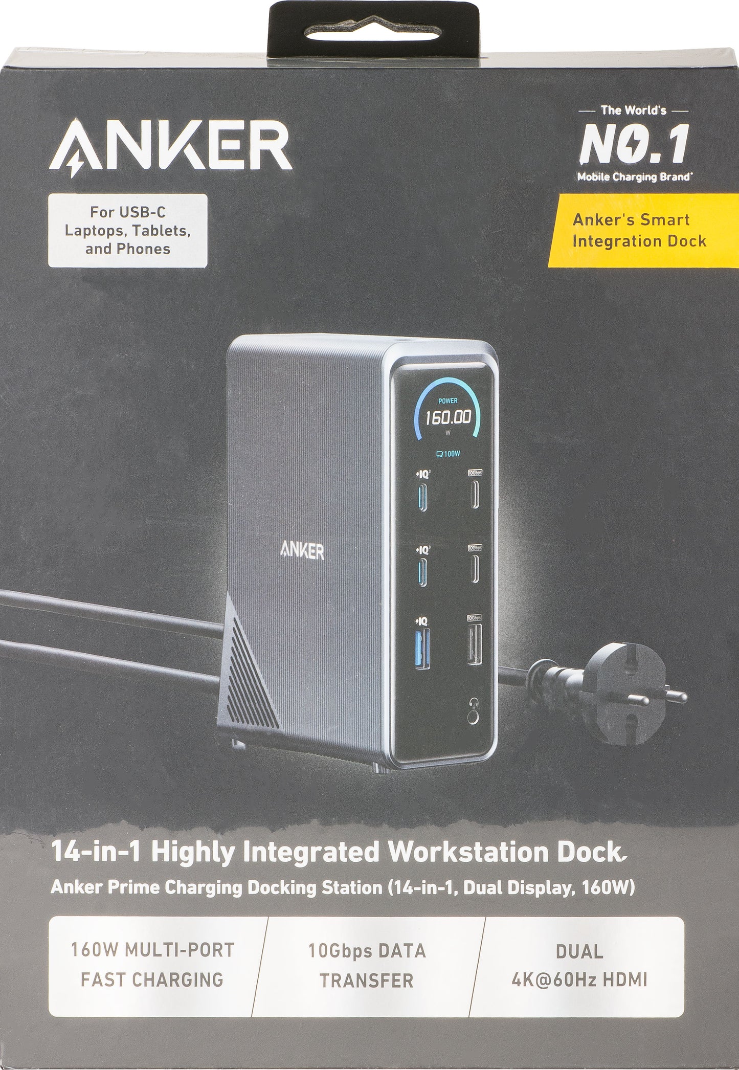 Anker Prime 737 multifunkcionális hub, 2 x USB-A 3.0 - 3 x USB-A - 5 x USB-C - 2 x HDMI - 1 x Jack 3.5mm - 1 x RJ45, Fekete A83B63A1