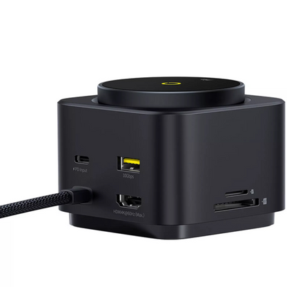 Baseus MagPro II 7 az 1-ben multifunkciós hub, 1 x USB-A - 2 x USB-C - 1 x HDMI - 1 x QI - 1 x SD - 1 x microSD, Fekete Újracsomagolt B00072900121-00