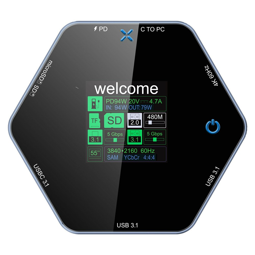 OEM Multifunkcionális Hub YC-931, 8in1, Szürke