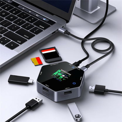 OEM Multifunkcionális Hub YC-931, 8in1, Szürke