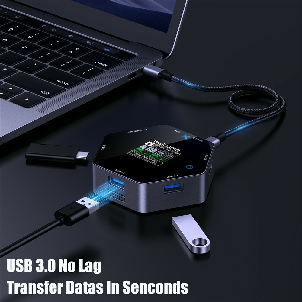 OEM Multifunkcionális Hub YC-931, 8in1, Szürke