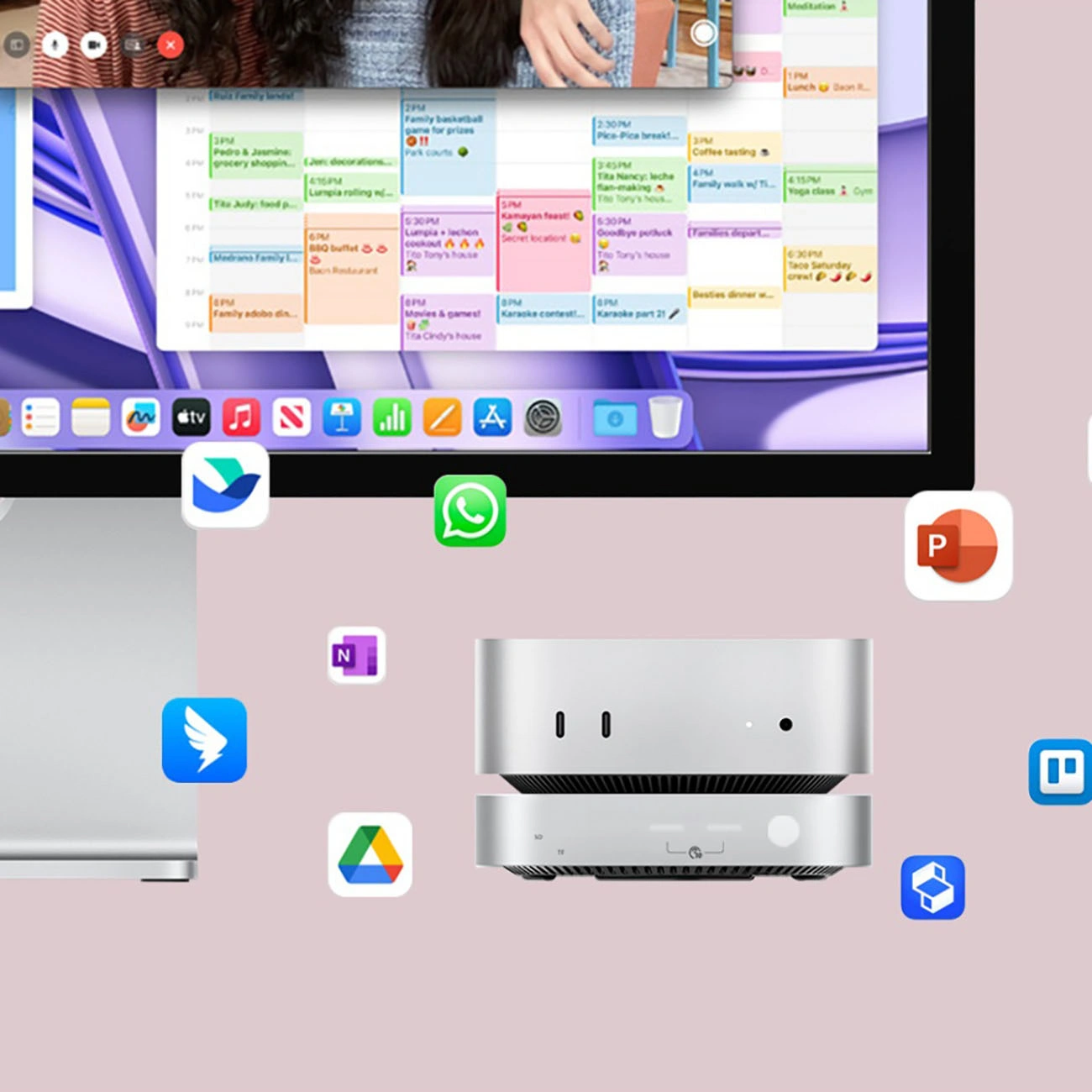 Orico MiniLink M49P multifunkcionális hub Apple Mac Mini M4-hez, 9 az 1-ben, Ezüst