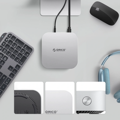 Orico MiniLink M49P multifunkcionális hub Apple Mac Mini M4-hez, 9 az 1-ben, Ezüst