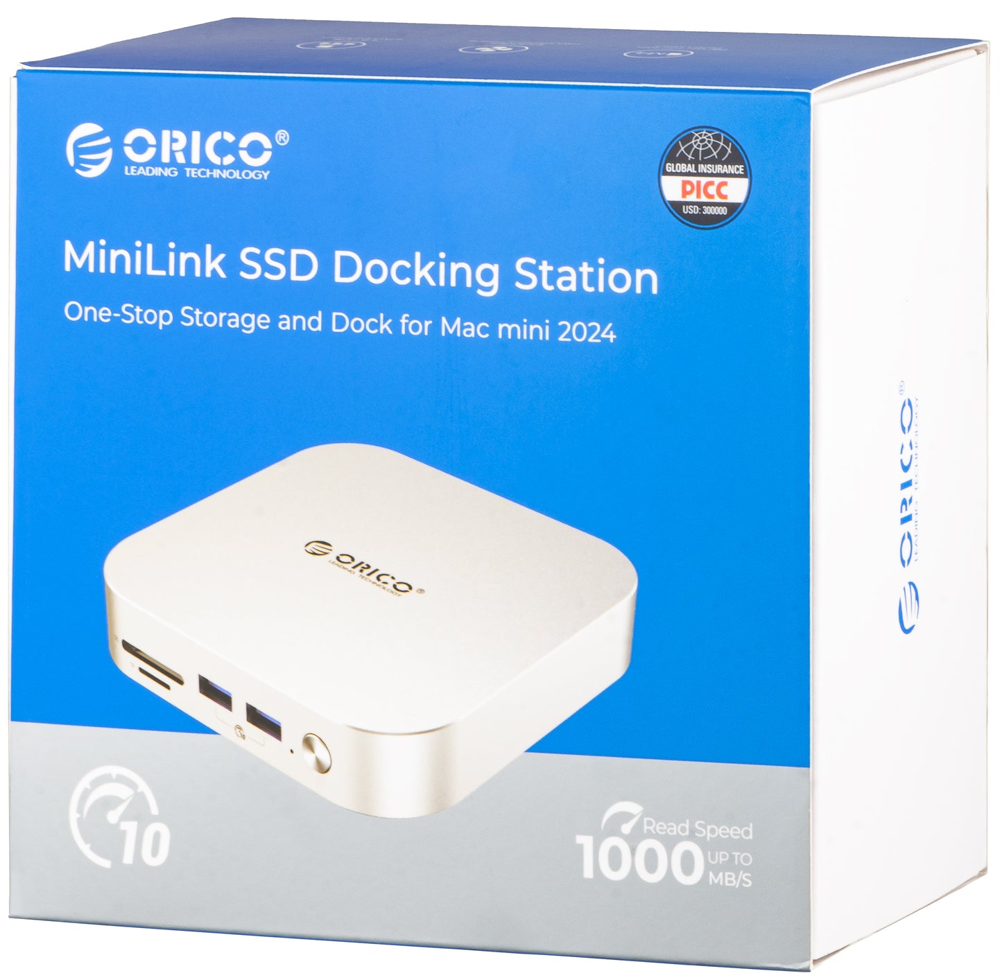 Orico MiniLink M48PR Multifunctional Hub for Apple Mac Mini M4, 9in1, Silver