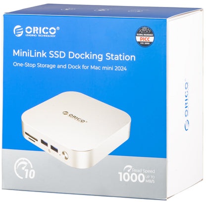 Orico MiniLink M48PR Multifunctional Hub for Apple Mac Mini M4, 9in1, Silver