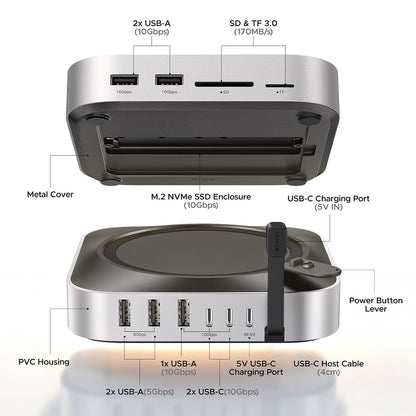 UGREEN CM841A multifunkciós hub Apple Mac Mini M4 / Pro számára, 10 az 1-ben, szürke