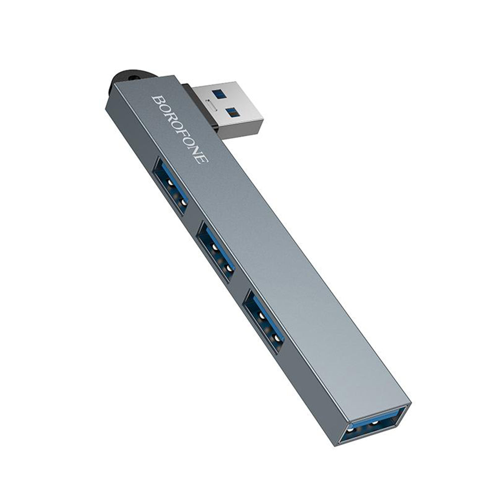 Borofone FH1 USB hub, 4 az 1-ben, szürke