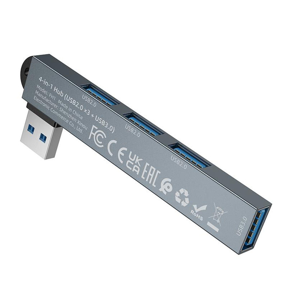 Borofone FH1 USB hub, 4 az 1-ben, szürke