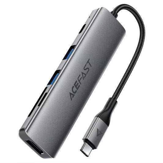 Acefast J18 USB-C Hub, 6 az 1-ben, Szürke