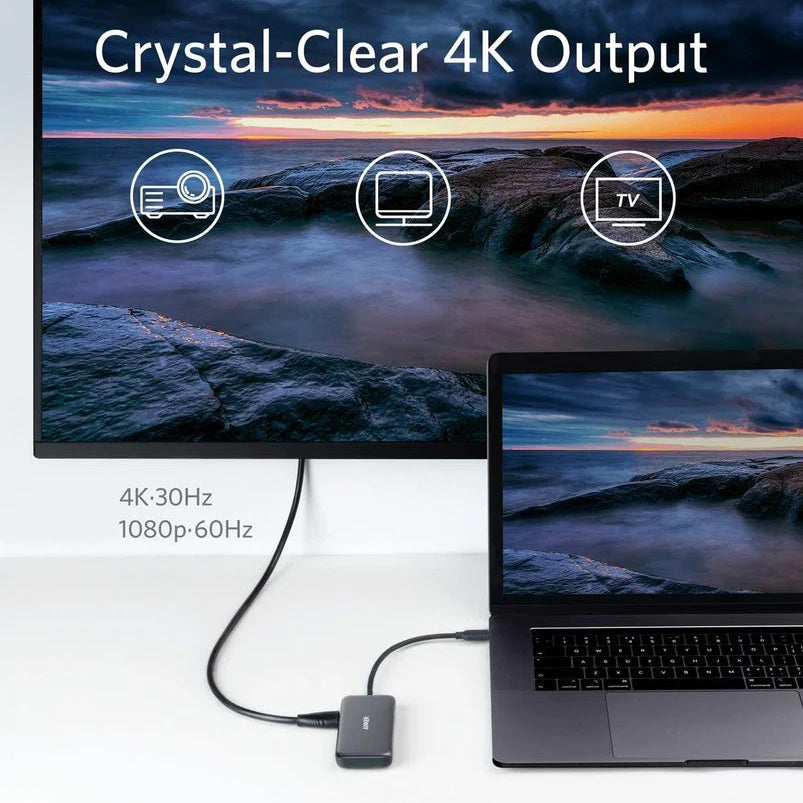 Anker USB-C Hub, 2 x USB-A 3.0 - 1 x HDMI - 1 x SD - 1 x microSD, Fekete A8334HA1