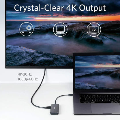 Anker USB-C Hub, 2 x USB-A 3.0 - 1 x HDMI - 1 x SD - 1 x microSD, Fekete A8334HA1
