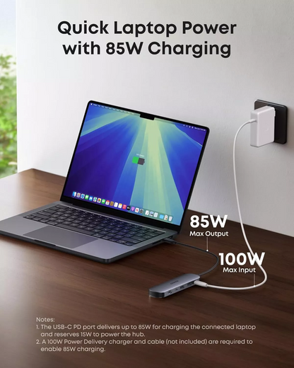Hub USB-C Anker, 2 x USB-A 3.0 - 2 x USB-C - 1 x HDMI - 1 x SD - 1 x microSD, Szürke A83D2HA1