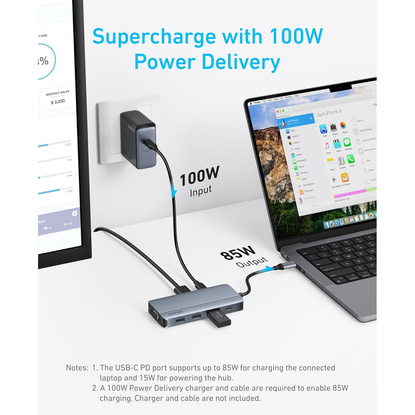 Anker USB-C Hub, 3 x USB-A 3.0 - 2 x USB-C - 2 x HDMI - 1 x VGA, Szürke A83790A2