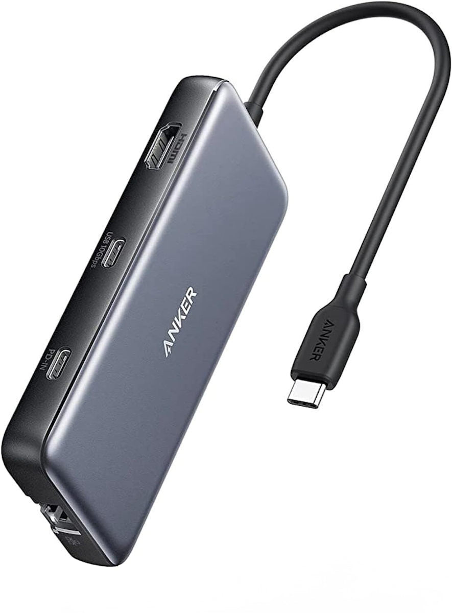 Hub USB-C Anker 555, 2 x USB-A 3.2 - 2 x USB-C - 1 x HDMI - 1 x RJ45 - 1 x SD - 1 x microSD, Szürke A83830A2